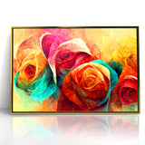 Vibrant Rainbow Rose Canvas - Colorful Abstract Floral Wall Art