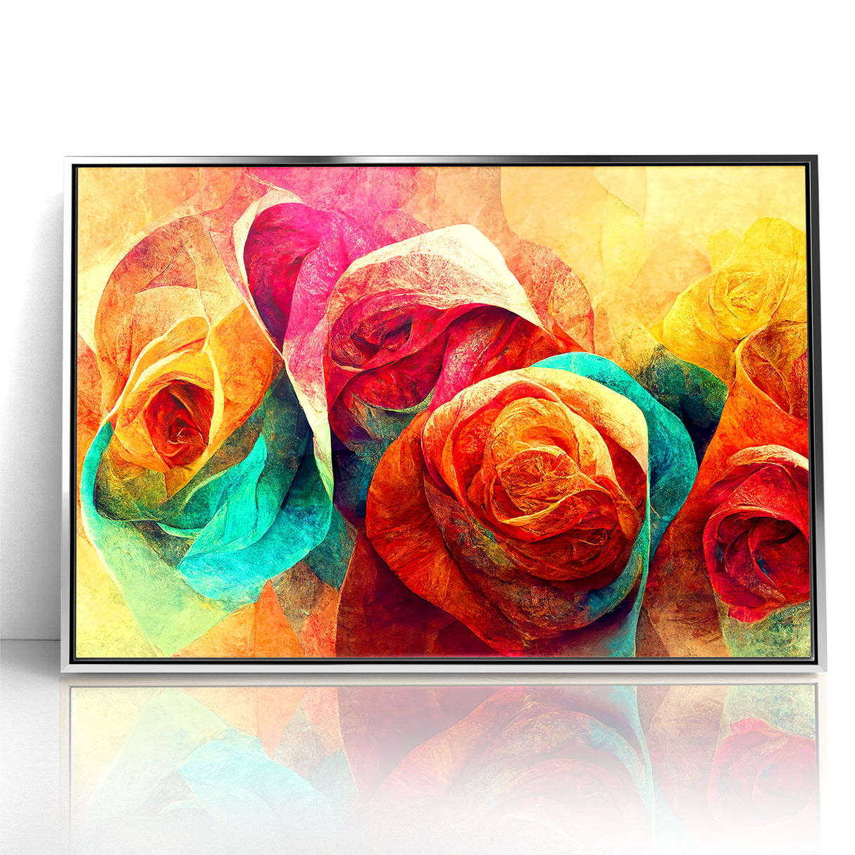 Vibrant Rainbow Rose Canvas - Colorful Abstract Floral Wall Art