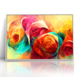 Vibrant Rainbow Rose Canvas - Colorful Abstract Floral Wall Art