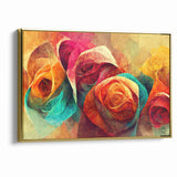 Vibrant Rainbow Rose Canvas - Colorful Abstract Floral Wall Art