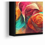 Vibrant Rainbow Rose Canvas - Colorful Abstract Floral Wall Art