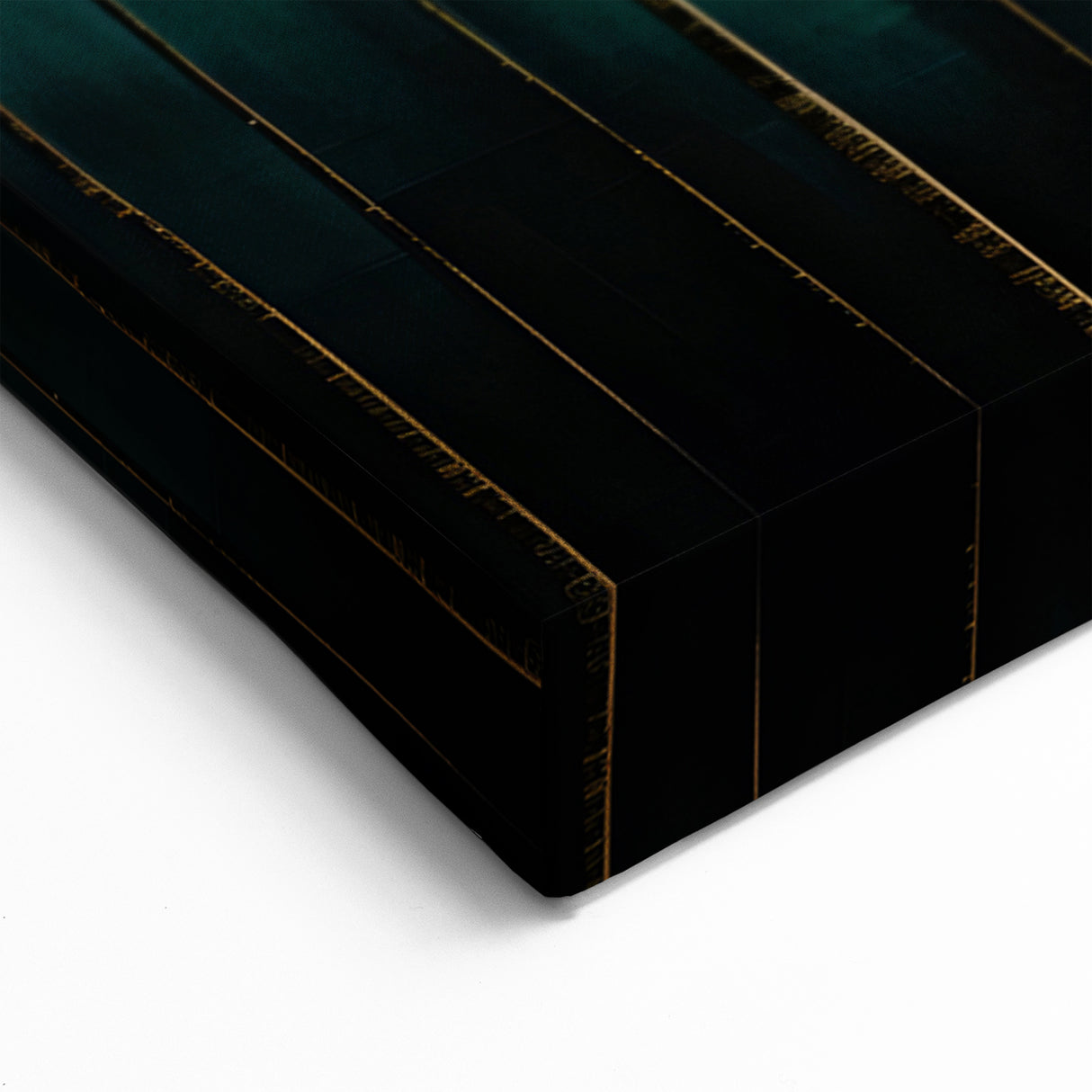 Golden Leaf Canopy on Green Canvas - Abstract Forest Wall Art