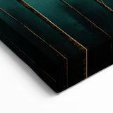 Golden Leaf Canopy on Green Canvas - Abstract Forest Wall Art