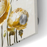 Elegant White and Gold Floral Canvas - Modern Abstract Flower Art