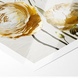 Elegant White and Gold Floral Canvas - Modern Abstract Flower Art