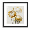 Elegant White and Gold Floral Canvas - Modern Abstract Flower Art