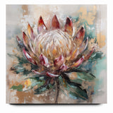 Vibrant Protea Bloom Canvas - Colorful Abstract Floral Wall Art