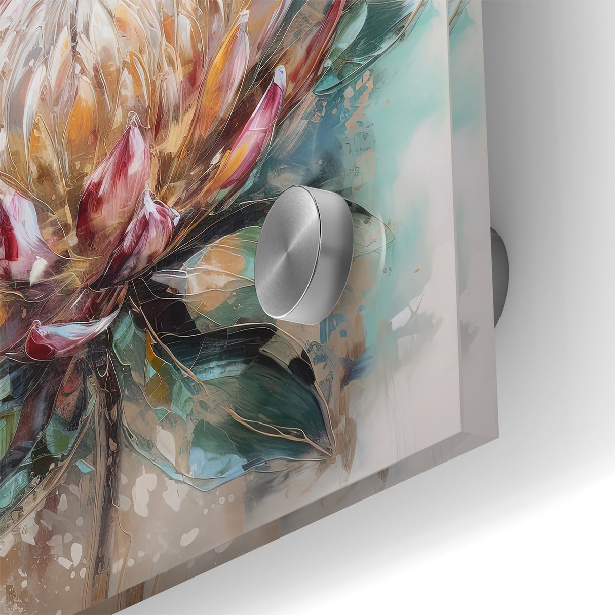 Vibrant Protea Bloom Canvas - Colorful Abstract Floral Wall Art