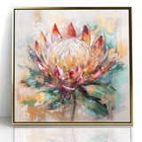 Vibrant Protea Bloom Canvas - Colorful Abstract Floral Wall Art