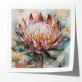 Vibrant Protea Bloom Canvas - Colorful Abstract Floral Wall Art