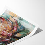 Vibrant Protea Bloom Canvas - Colorful Abstract Floral Wall Art