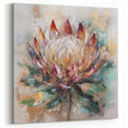 Vibrant Protea Bloom Canvas - Colorful Abstract Floral Wall Art