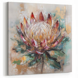 Vibrant Protea Bloom Canvas - Colorful Abstract Floral Wall Art