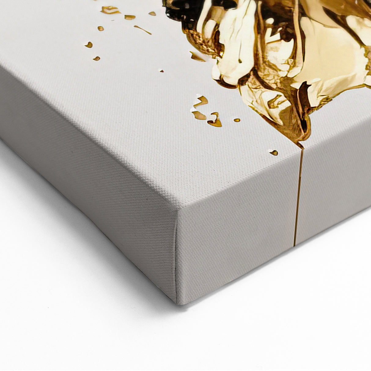 Modern Floral Abstract Canvas - Elegant Blue and Gold Flower Wall Art