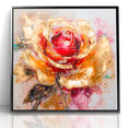 Vibrant Red and Gold Rose Canvas - Modern Abstract Floral Wall Art