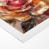 Vibrant Red and Gold Rose Canvas - Modern Abstract Floral Wall Art
