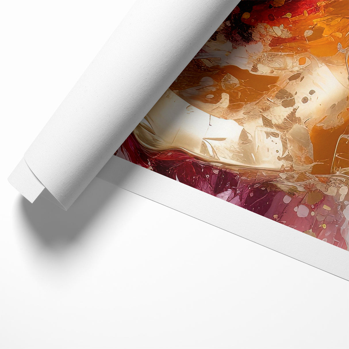 Vibrant Red and Gold Rose Canvas - Modern Abstract Floral Wall Art