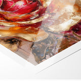 Vibrant Red and Gold Rose Canvas - Modern Abstract Floral Wall Art