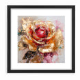 Vibrant Red and Gold Rose Canvas - Modern Abstract Floral Wall Art