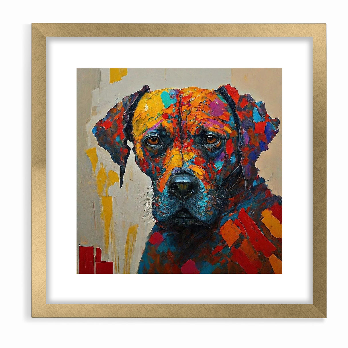Vibrant Abstract Expressionist Dog Portrait Canvas Wall Art