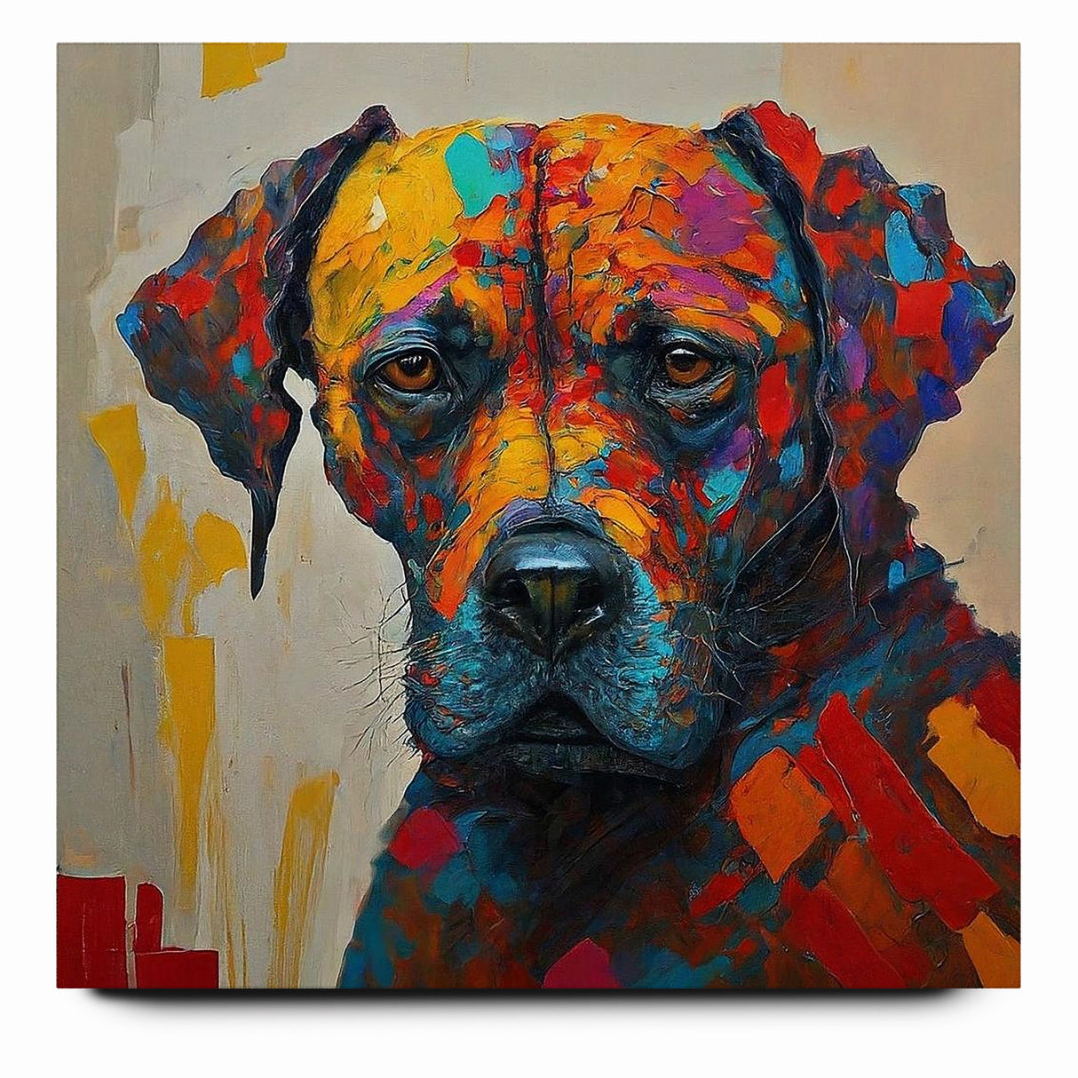 Vibrant Abstract Expressionist Dog Portrait Canvas Wall Art