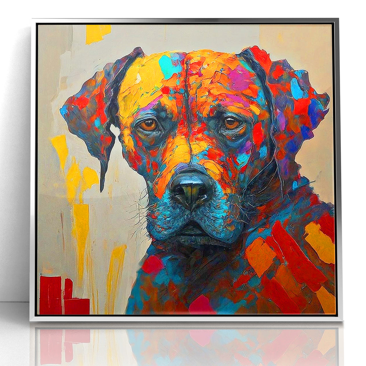 Vibrant Abstract Expressionist Dog Portrait Canvas Wall Art