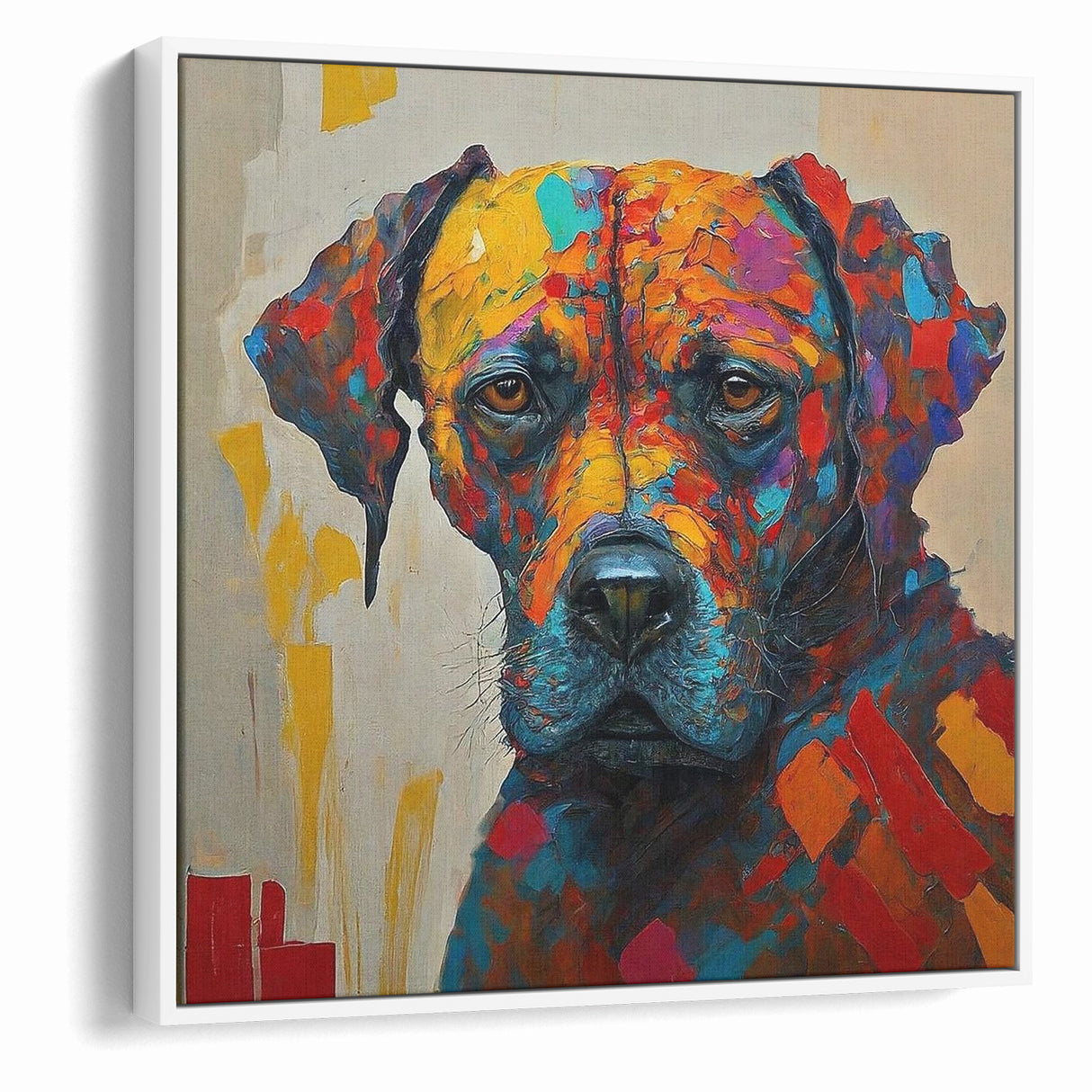 Vibrant Abstract Expressionist Dog Portrait Canvas Wall Art