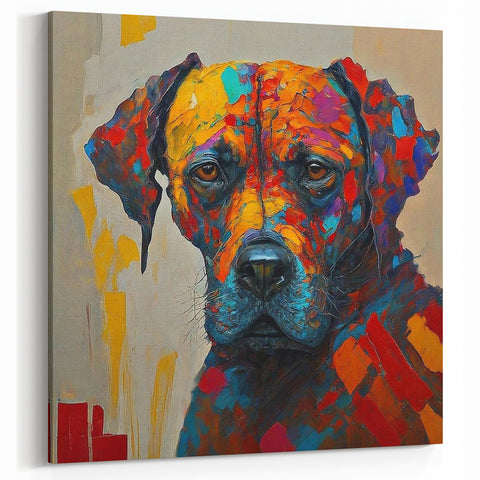 Vibrant Abstract Expressionist Dog Portrait Canvas Wall Art