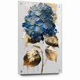 Modern Floral Abstract Wall Art - Blue & Gold Botanical Canvas