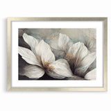 Elegant White Blossoms Abstract Floral Canvas | Modern Wall Art