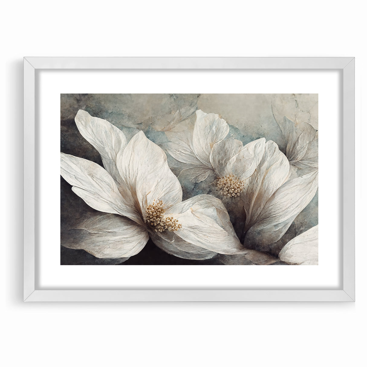 Elegant White Blossoms Abstract Floral Canvas | Modern Wall Art