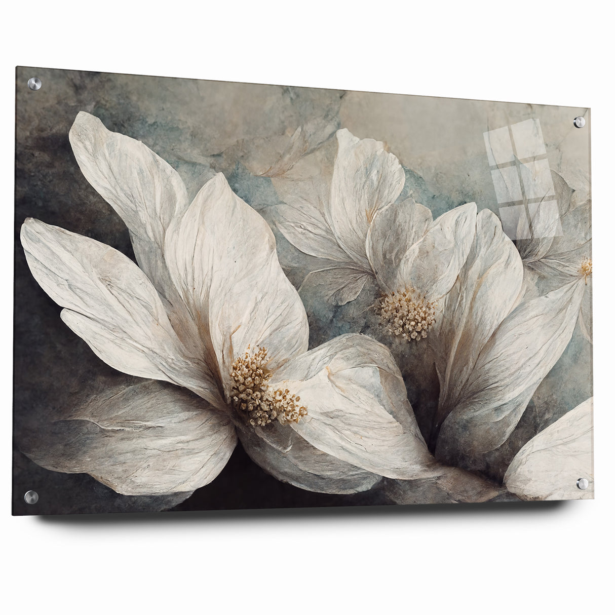Elegant White Blossoms Abstract Floral Canvas | Modern Wall Art