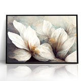 Elegant White Blossoms Abstract Floral Canvas | Modern Wall Art