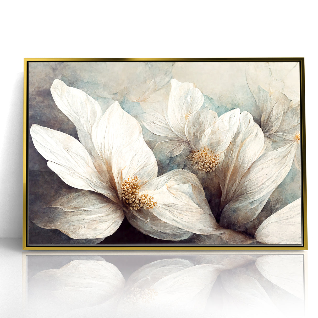 Elegant White Blossoms Abstract Floral Canvas | Modern Wall Art