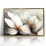 Elegant White Blossoms Abstract Floral Canvas | Modern Wall Art