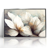 Elegant White Blossoms Abstract Floral Canvas | Modern Wall Art