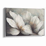 Elegant White Blossoms Abstract Floral Canvas | Modern Wall Art
