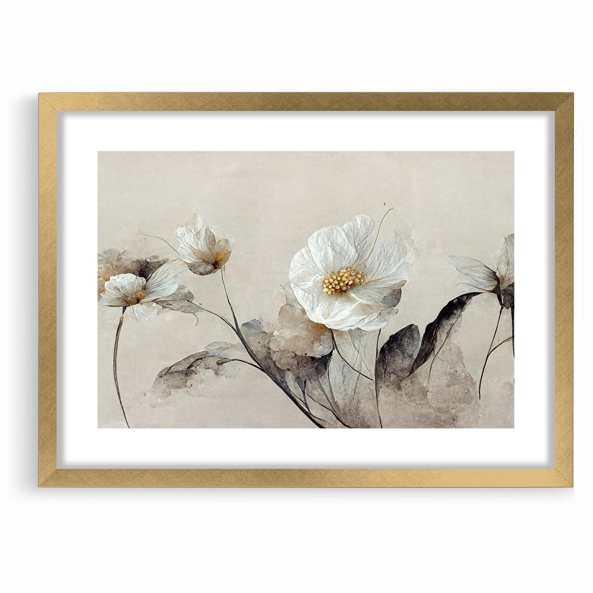 Ethereal White Blossoms Abstract Floral Canvas | Modern Wall Art