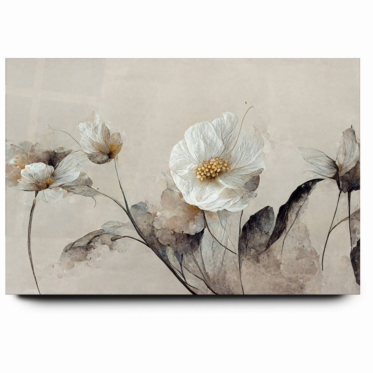 Ethereal White Blossoms Abstract Floral Canvas | Modern Wall Art