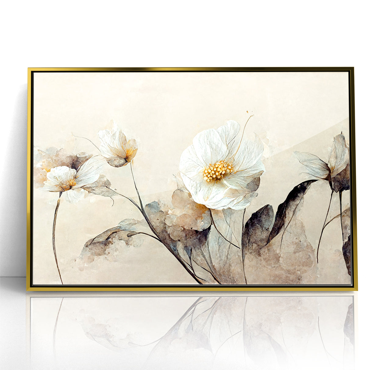 Ethereal White Blossoms Abstract Floral Canvas | Modern Wall Art