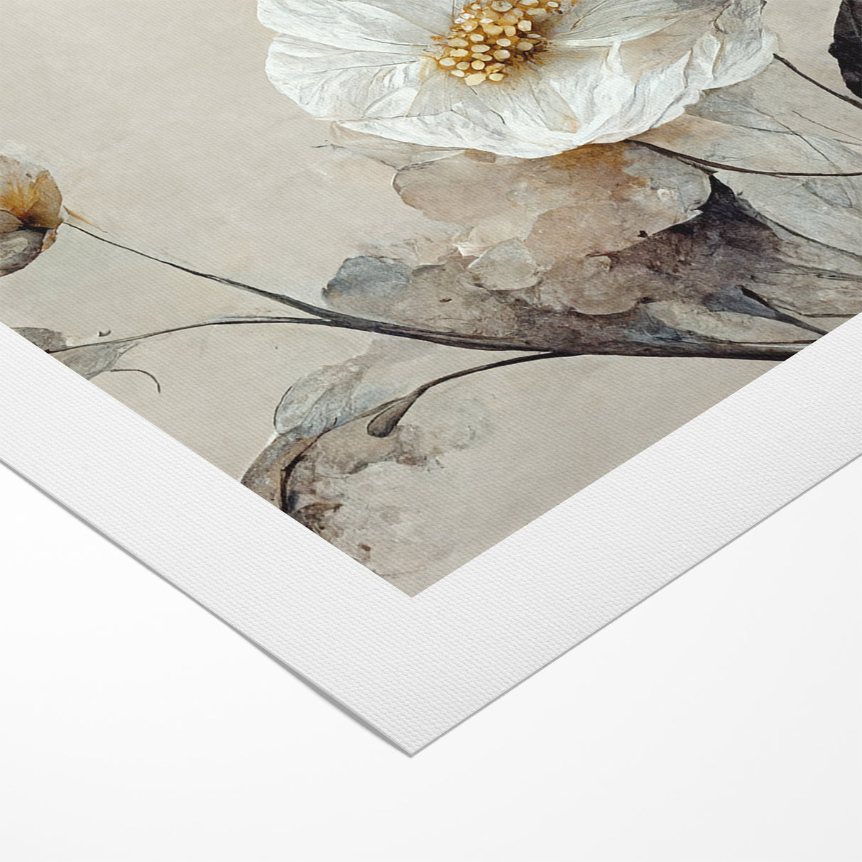 Ethereal White Blossoms Abstract Floral Canvas | Modern Wall Art
