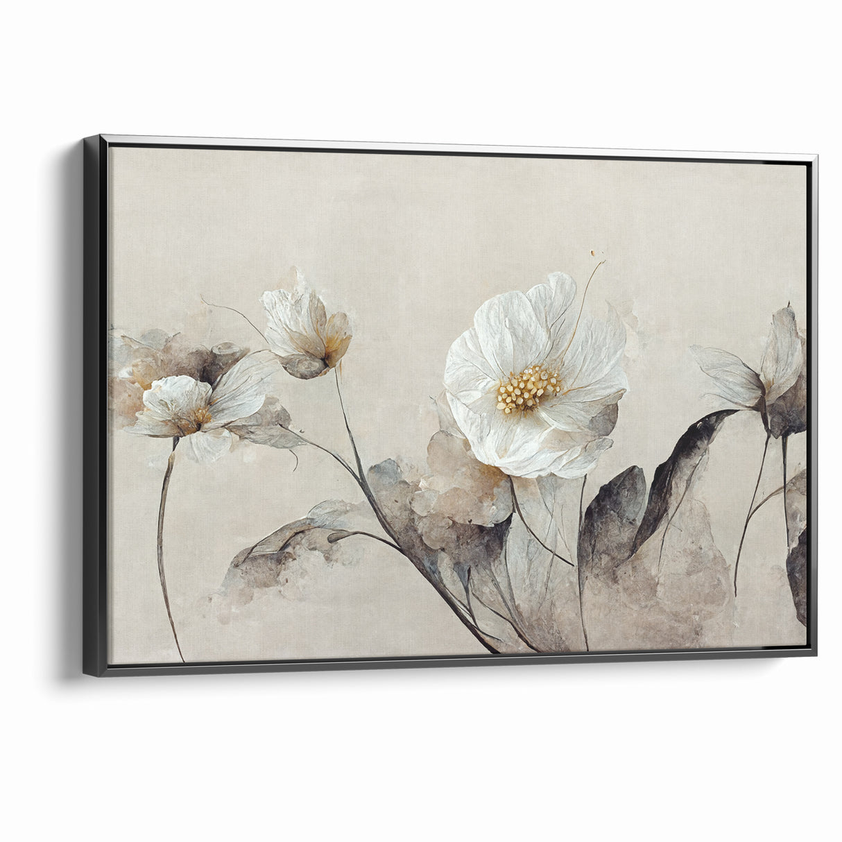 Ethereal White Blossoms Abstract Floral Canvas | Modern Wall Art