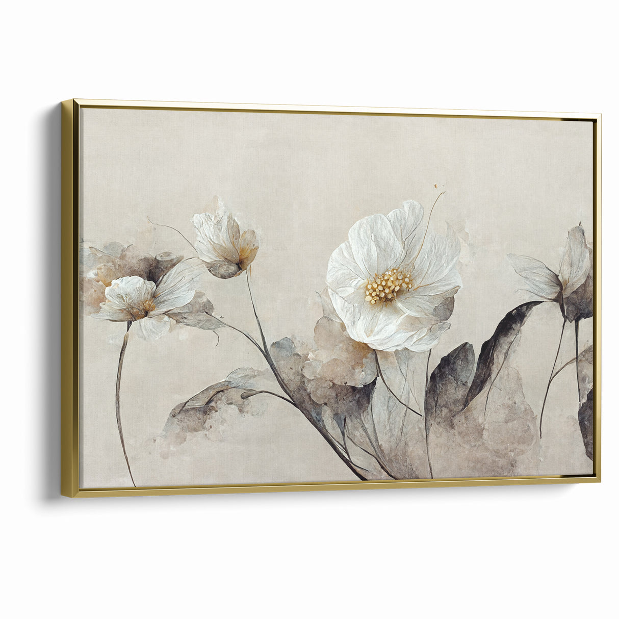 Ethereal White Blossoms Abstract Floral Canvas | Modern Wall Art