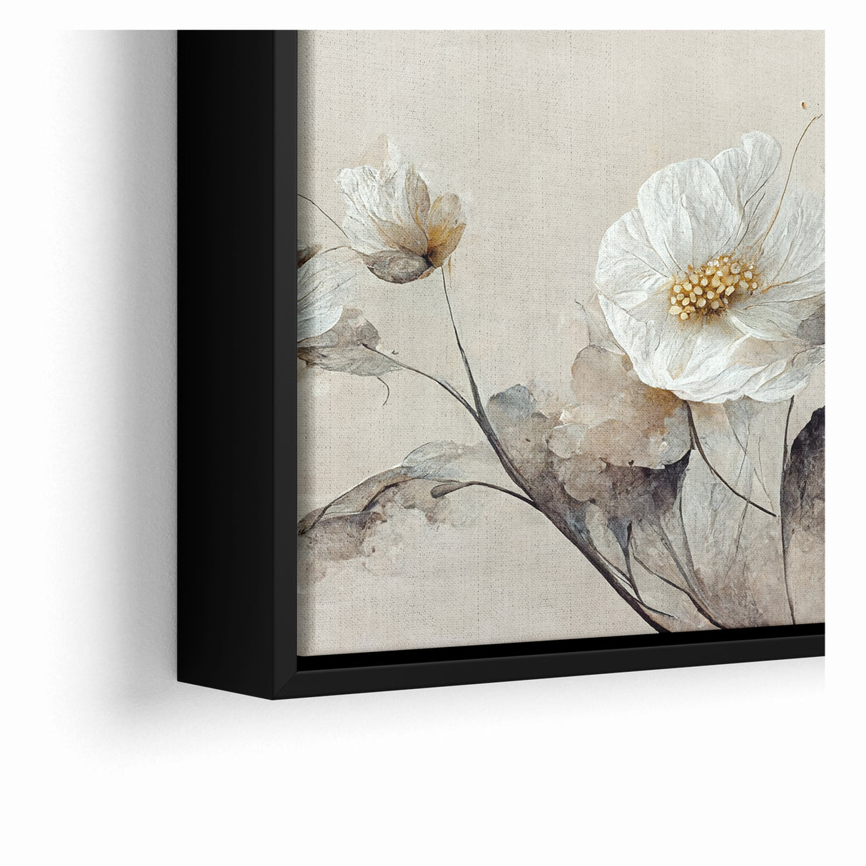 Ethereal White Blossoms Abstract Floral Canvas | Modern Wall Art