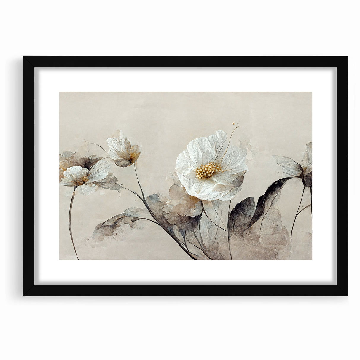 Ethereal White Blossoms Abstract Floral Canvas | Modern Wall Art