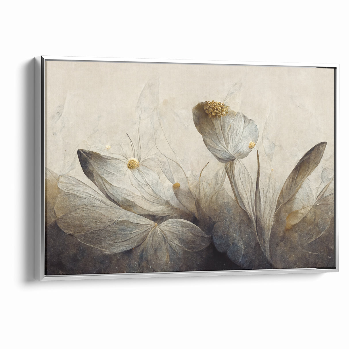 Golden Glow Abstract Floral Canvas | Modern Wall Art