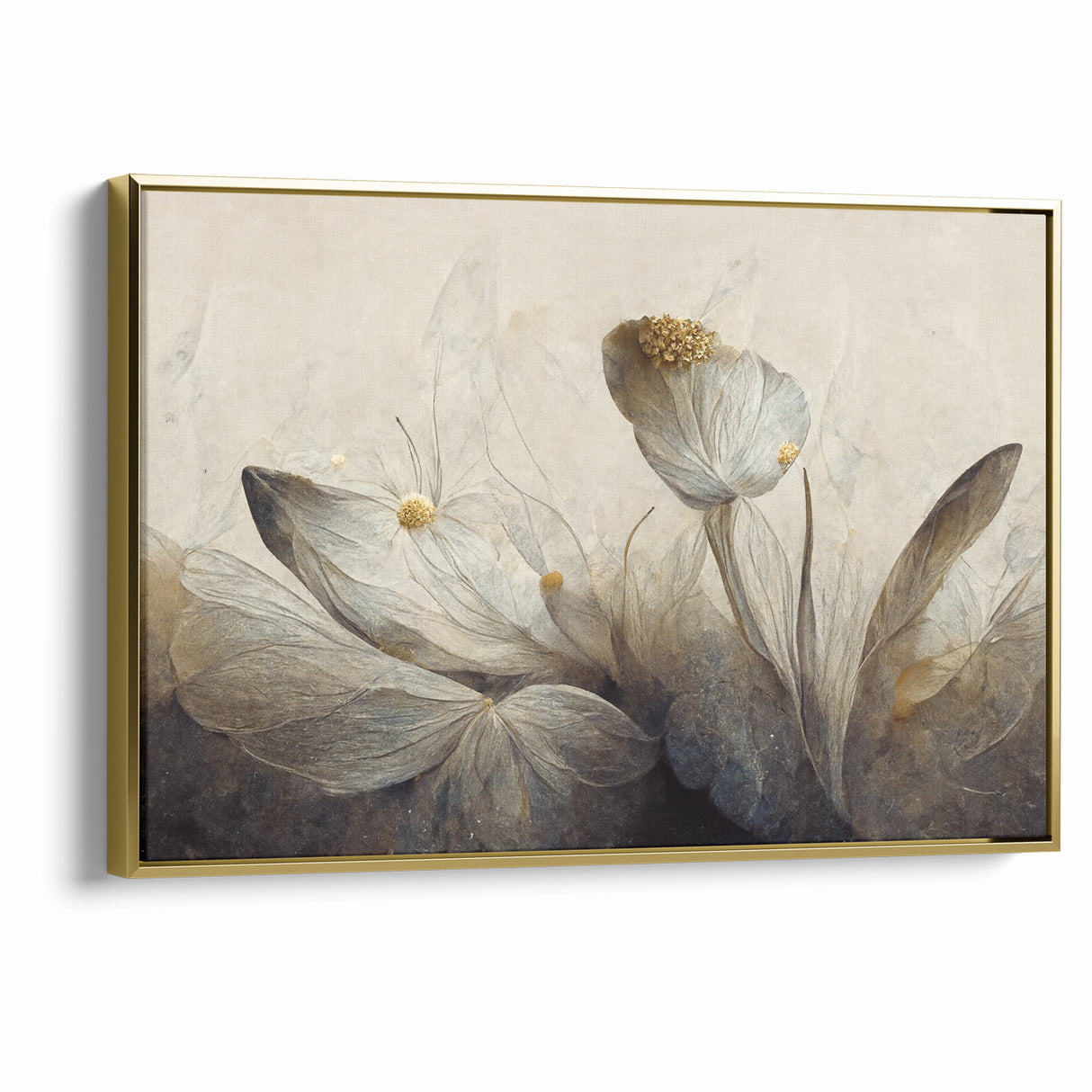 Golden Glow Abstract Floral Canvas | Modern Wall Art