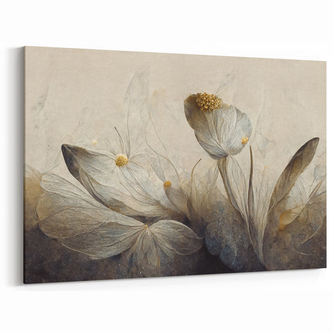 Golden Glow Abstract Floral Canvas | Modern Wall Art