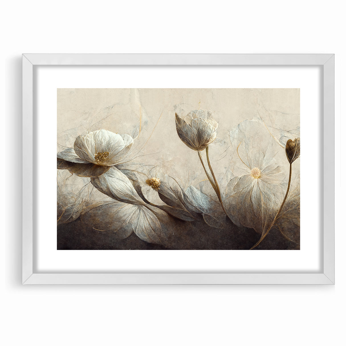 Golden Petals Abstract Floral Canvas | Contemporary Wall Art