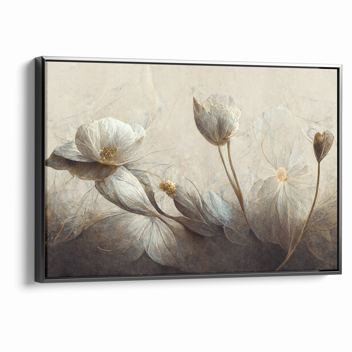 Golden Petals Abstract Floral Canvas | Contemporary Wall Art